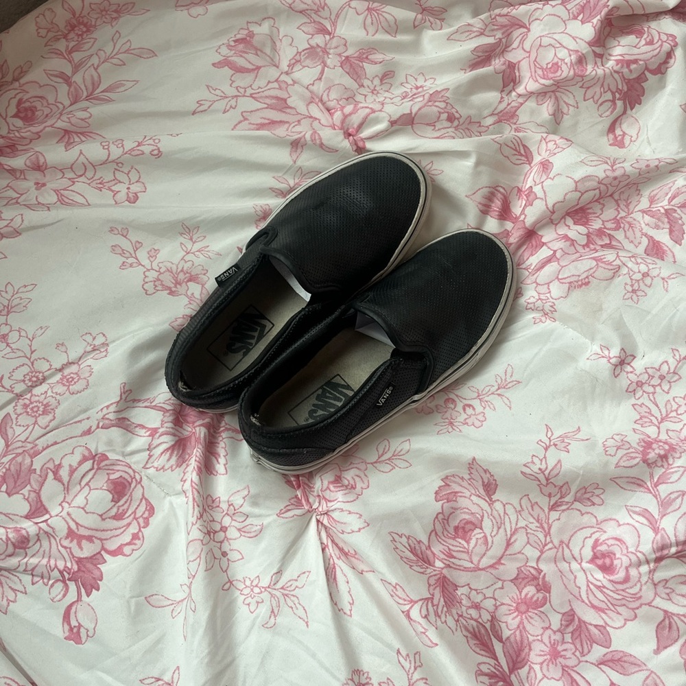 Vans Black Textured Slip-On Shoes